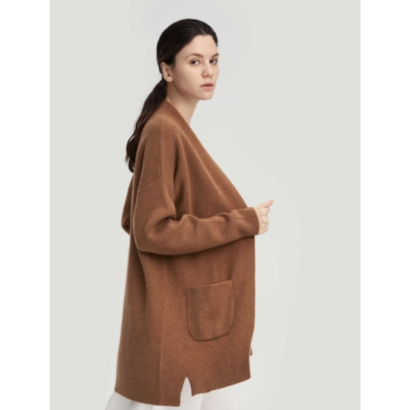 Nap Sweaters - Nap Loungewear Pure Cashmere Open Front Rib Knit Cardigan Size XL